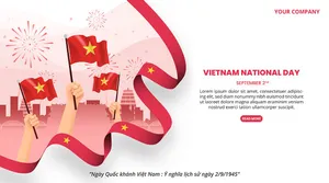 Background chào mừng ngày quốc khánh Việt Nam 2-9 hình ảnh tay cầm cờ Việt Nam - File AI 026