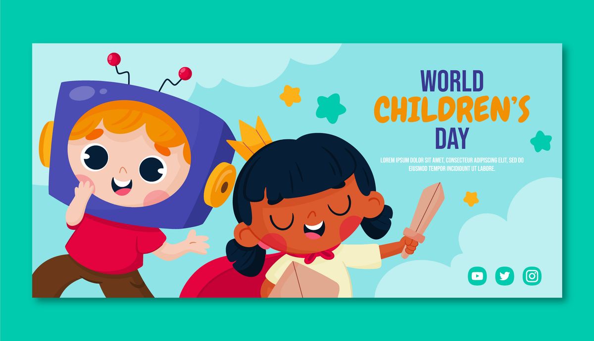 Mẫu banner, background trẻ em vui chơi  ngày lễ thiếu nhi vector CR819