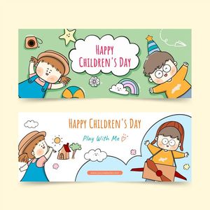 Ảnh baner trẻ vui chơi nhau vui mừng ngày quốc tế thiếu nhi vector CR621