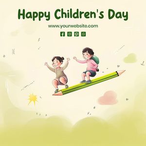 Mẫu poster trẻ em vui chơi trên cây bút vector CR788