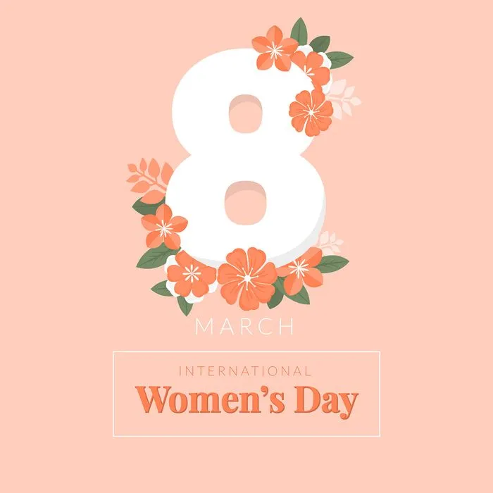 Vector Chúc Mừng 8/3 Phong Cách Flat Design – Sắc Cam San Hô Thanh Lịch