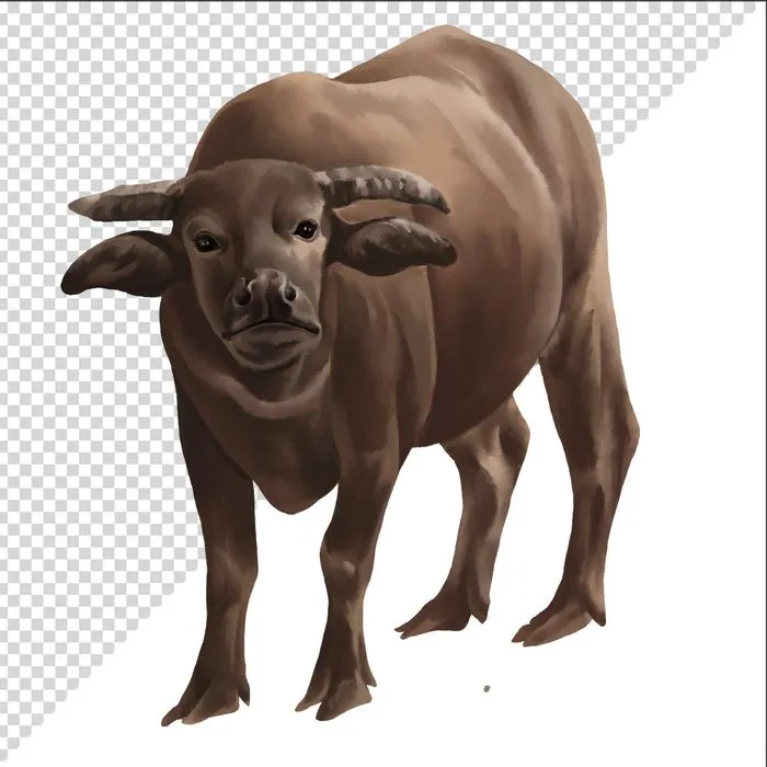 Ảnh vẽ con trâu phong cách vẽ tay file PNG 008