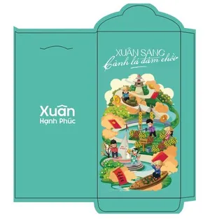Mẫu Lì Xì Tết 2024 Cảnh Sông Nước Xuân Sắc Màu