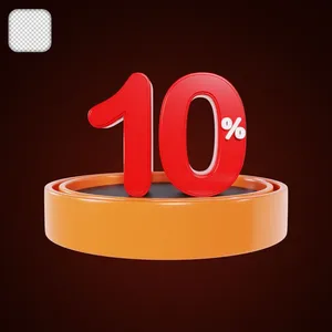 Mẫu số sale giảm giá 10% 3D màu vàng gold PNG chất lượng cao CR066