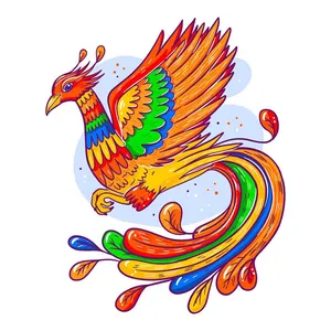 Mẫu ảnh minh họa phượng hoàng bay màu ngũ sắc vector CR027