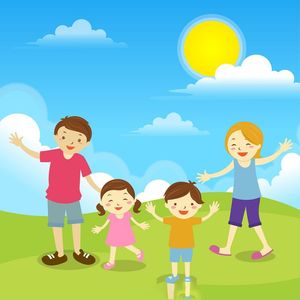 Mẫu poster trẻ em vui chơi cùng gia đình trên thảo nguyên CR853