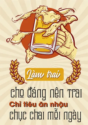 Tranh treo tường vector cho quán bia hơi, quán nhậu - File corel