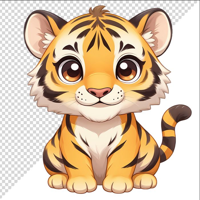 Ảnh vẽ con hổ phong cách chibi chất lượng cao File PNG - 021