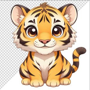 Ảnh vẽ con hổ phong cách chibi chất lượng cao File PNG - 021