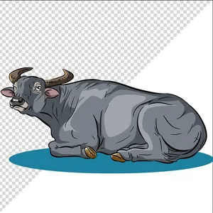 Ảnh vẽ con trâu phong cách vẽ tay file PNG 053