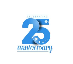Logo kỷ niệm 25 năm ra trường màu xanh vector File AI CR004