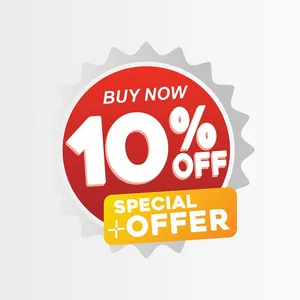 Mẫu sticker sale giảm giá 10% 3D màu trắng nền đỏ PNG CR139