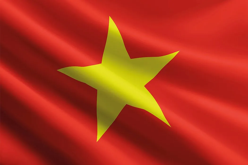Ảnh cờ đỏ sao vàng bằng lụa bay trong gió File AI 066