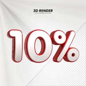 Mẫu số sale giảm giá 10% 3D đỏ trắng vector chất lượng cao CR015