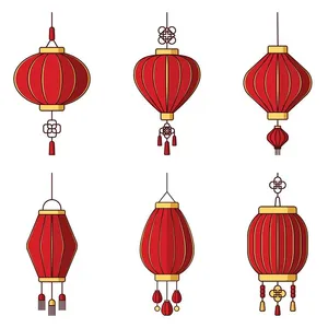 Ảnh minh họa đèn lồng đỏ phong cách trung hoa vector file AI CR023