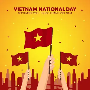 Poster chào mừng ngày quốc khánh Việt Nam 2-9 hình ảnh tay cầm cờ Việt Nam - File AI 025