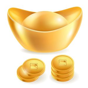 Hình ảnh thỏi vàng lớn và tiền vàng 3D File CR 026