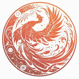 Mẫu ảnh minh họa chim phượng hoàng đang bay màu nước vector CR054
