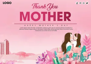 Banner mừng ngày của mẹ màu hồng File PSD 011