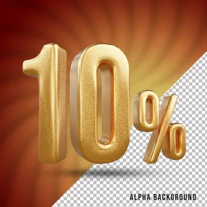 Mẫu số sale giảm giá 10% 3D vàng gold vector chất lượng cao CR017