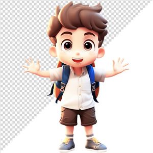 Hình ảnh bé trai vui vẻ giơ 2 tay 3D  file PNG CR 812