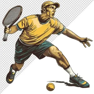 Ảnh minh họa vận động viên môn pickleball đánh bóng phong cách retro - File PNG 0011