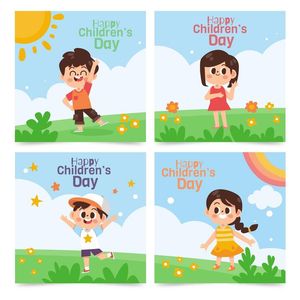 Ảnh 4 trẻ vui chơi nhau vui mừng ngày quốc tế thiếu nhi vector  CR614