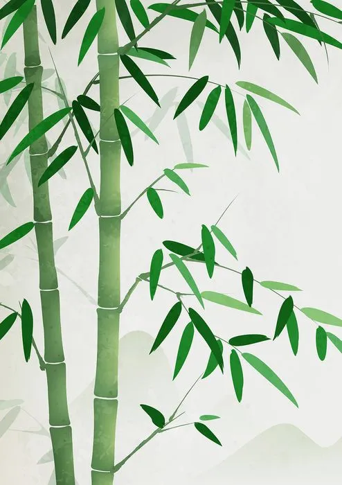 Mẫu backgroud cây tre trúc nền núi mờ phong thủy File AI 138