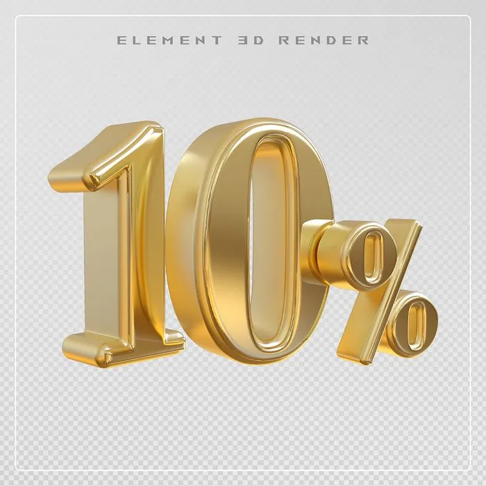 Mẫu số sale giảm giá 10% 3D vàng gold vector chất lượng cao CR021