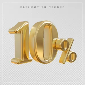 Mẫu số sale giảm giá 10% 3D vàng gold vector chất lượng cao CR021