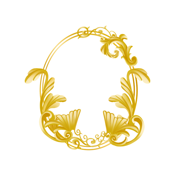 Mẫu khung hình elip hoa văn màu vàng vector file PNG 083