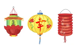 Bộ sưu tập 3 ảnh minh họa đèn lồng đủ màu sắc vector file AI CR012