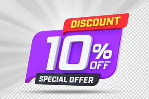 Mẫu sale giảm giá 10% 3D màu trắng nền tím vector chất lượng cao CR026