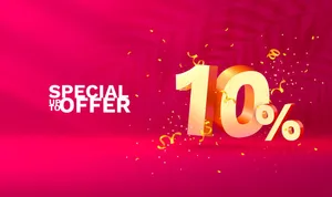 Mẫu banner giảm giá đặc biệt 10% hiệu ứng vàng gold file AI CR065