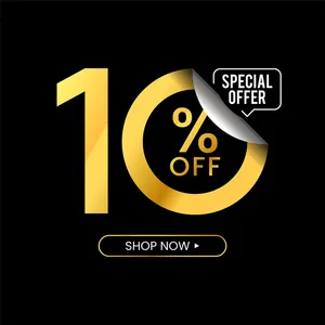 Mẫu số sale giảm giá 10% màu vàng PNG chất lượng cao CR119