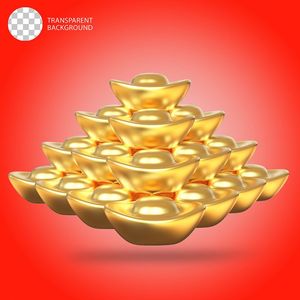 Hình ảnh nhiều thỏi vàng lớn chân thực chất lượng cao 3D File CR 027
