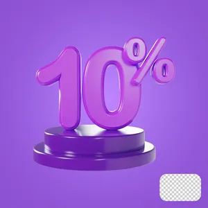 Mẫu số sale giảm giá 10% 3D tím nền tím PNG chất lượng cao CR035