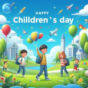 Mẫu poster trẻ vui chơi 3D mừng ngày lễ thiếu nhi - CR934