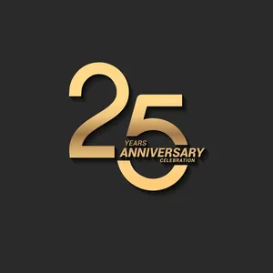 Logo kỷ niệm 25 năm ra trường màu vàng gold vector File AI CR006
