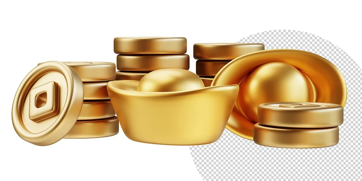 Ảnh minh họa thỏi vàng 3D vector chất lượng cao CR020