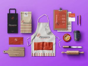 Mẫu mockup thương hiệu quán bánh ngọt, làm bánh file PSD