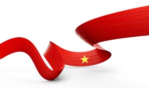 Ảnh dải cờ Việt Nam tung bay uốn lượn PNG mẫu số 130