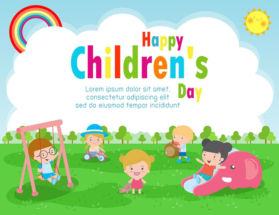 Mẫu thiệp banner, background trẻ em vui chơi ngày lễ của trẻ CR848