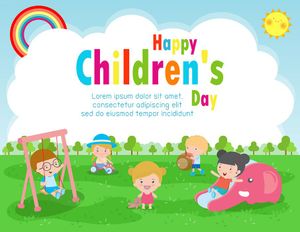 Mẫu thiệp banner, background trẻ em vui chơi ngày lễ của trẻ CR848