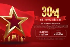 Banner thông báo nghỉ lễ ngày giải phóng miền Nam màu đỏ vàng gold sang trọng File AI 0045