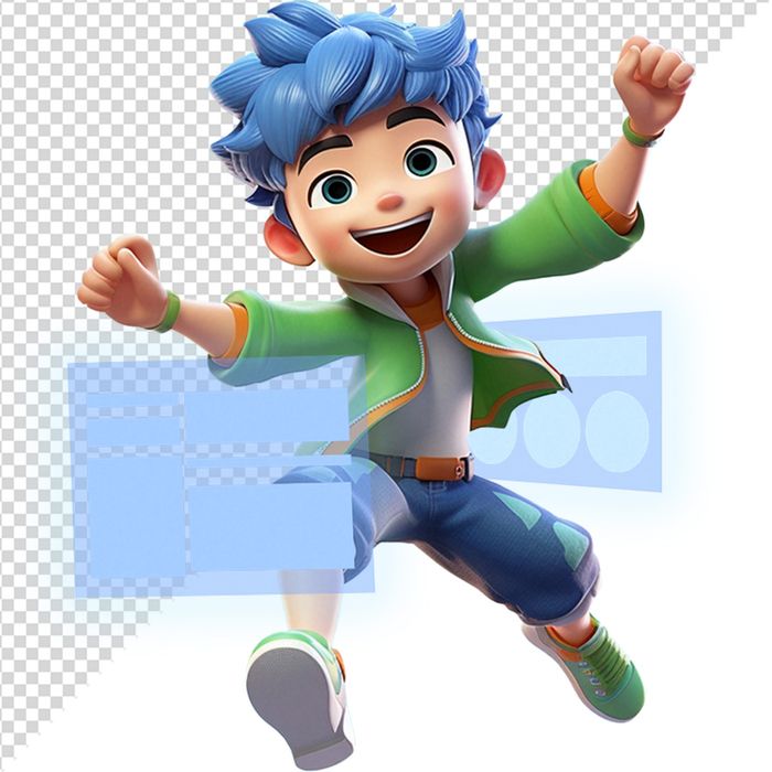 Hình ảnh bé trai vui vẻ 3D file PNG CR 832