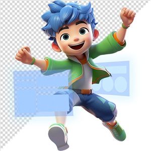 Hình ảnh bé trai vui vẻ 3D file PNG CR 832