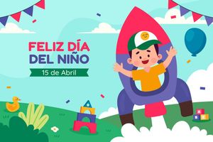 Mẫu banner trẻ vui chơi trên đồng cỏ, ngồi phi thuyền ngày lễ của trẻ - CR1062