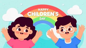 Mẫu banner 2 trẻ vui chơi dễ thương cùng cầu vồng ngày lễ của trẻ - CR1107