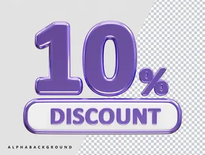 Mẫu số sale giảm giá 10% 3D màu tím sang trọng PNG CR137